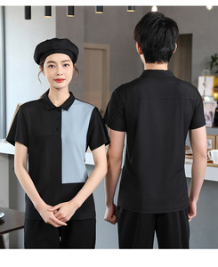 Camiseta <span class=keywords><strong>de</strong></span> manga corta <span class=keywords><strong>de</strong></span> uniforme <span class=keywords><strong>de</strong></span> trabajo <span class=keywords><strong>de</strong></span> camarero frente restaurante supermercado sólido <span class=keywords><strong>de</strong></span> alta calidad con impresión <span class=keywords><strong>de</strong></span> logotipo personalizado - Product Image 6