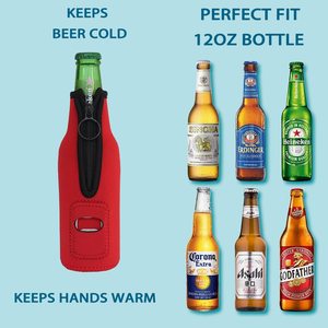 Fundas Aislantes de Neopreno para Botellas y Latas de Cerveza con Abrebotellas y Cierre, Accesorios de Bar, 12 oz - Product Image 2