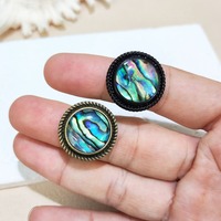 Fabrik preis Benutzer definierte Ringe Abalone Weiß Perlmutt Muschel Runde geformte Edelstein Ring Silber Handgemachter feiner Fingers chmuck