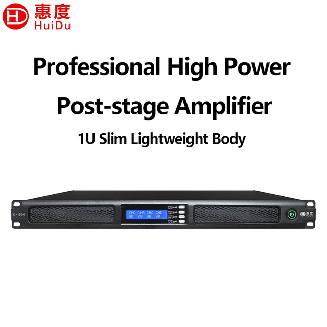 D-1500 1U 4-Channel Class D Power Amplifier 4650W 8ohm Professional PA DJ Sound System with 7-Protect Metal Shell