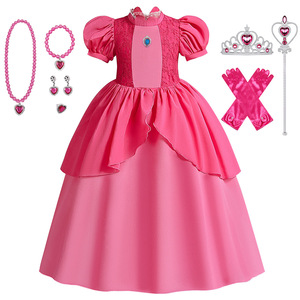 Vestido de Fiesta Navideño para Niñas MQATZ, Estilo Coreano, con Encaje, Color Durazno Margarita - Product Image 1