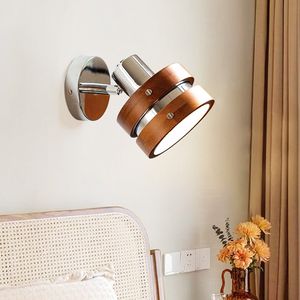 Petite lampe murale vintage américaine en bois massif et fer, lumière à trois couleurs changeante, style Wabi-Sabi, chambre à coucher, chevet, maison, style <span class=keywords><strong>punk</strong></span> - Product Image 2
