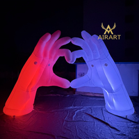 Arche Gonflable Lumineuse Colorée avec Souffleur d'Air pour Décoration de Mariage et Anniversaire, Entrée Gonflable en Forme de Main pour Festival de Musique