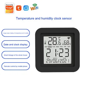 Tuya Slimme Temperatuur Vochtigheid <span class=keywords><strong>Sensor</strong></span> Wekker Draadloze Oled <span class=keywords><strong>Hygrometer</strong></span> Batterij Voor Thuisgebruik Compatibel Android Alexa Smart - Product Image 6