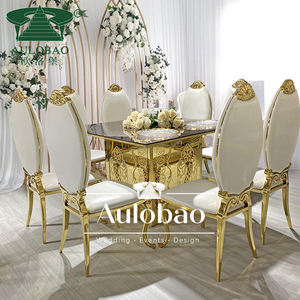 เก้าอี้แต่งงานสแตนเลสสีทองหรูหราด้านหลังสูงทันสมัย - Product Image 4