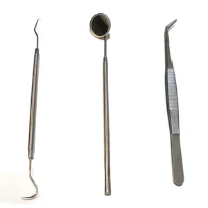 Laboratoire dentaire 3 pièces En Acier Inoxydable Miroir de Bouche Pince À Épiler Cure-Dent Outils ensembles de costume