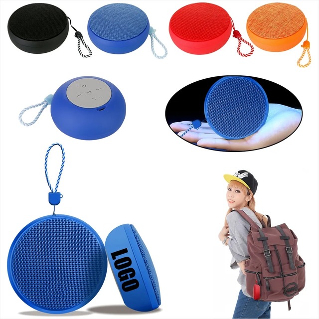 Custom Logo Portable Fabric Bluetooth Speaker With Lanyard Mini Outdoor Wireless Speaker OEM Corporate Promotional Gift