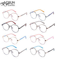 Lunettes optiques anti-bleu à la mode montures métalliques lunettes miroir à monture ronde pour enfants
