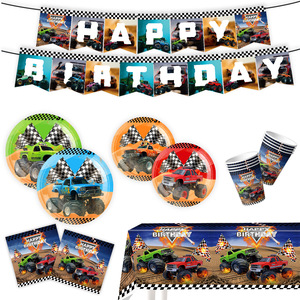 Artículos para Fiestas de Monster Truck Todoterreno, Vajilla, Mantel, Decoraciones, Set de Cumpleaños - Product Image 3