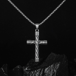 Holy Christian Twist Cross Charm Colgante Collar de cadena de acero inoxidable Alta calidad <span class=keywords><strong>Virgen</strong></span> <span class=keywords><strong>Rosario</strong></span> Cruz Collar religioso Regalo - Product Image 3
