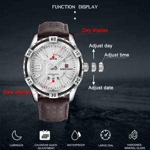 Montres de luxe sportives lumineuses NAVIFORCE 9117L pour hommes, affichage du jour et de la date, bracelet en cuir, étanches, montres à quartz pour hommes - Product Image 4
