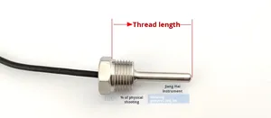 PT100 JH Merk Waterdichte Sonde RVS Geschroefd Vast 1/8\" 1/4\" <span class=keywords><strong>3</strong></span>/8\" <span class=keywords><strong>3</strong></span>/4\" Maten Platina Thermische Weerstand NTC <span class=keywords><strong>Sensor</strong></span> - Product Image 2