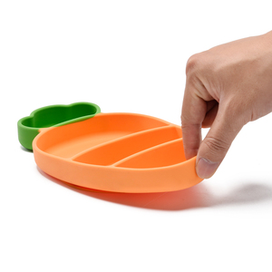 Assiette à ventouse en silicone écologique en forme de carotte, certifiée EN71 CE CPSIA, de qualité alimentaire, pour repas des tout-petits et des enfants - Product Image 3
