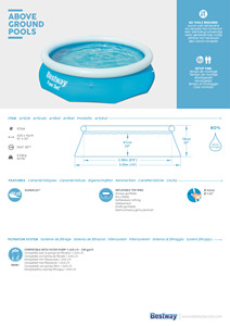 Bestway Bộ Bể Bơi Kiểu Vòng Bơm Hơi Trên Mặt Đất Màu Xanh Dương Lớn 57266 - Product Image 4