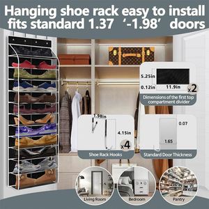 Practical White Modern Reusable Foldable Breathable Oxford Cloth Door <b>Shoe</b> Organizer Durable Hanging Closet <b>Storage</b> Bags Walls - Product Image 2