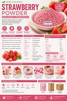 Poudre de jus de fraise lyophilisée pure et naturelle de qualité alimentaire, soluble dans l'eau, pour la pâtisserie et les boissons
