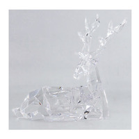 Nouvel ornement de Noël en plastique transparent brillant en forme de renne avec des styles couchés et debout, ornement de Noël scintillant en forme de cerf pour la décoration de la maison et des fêtes