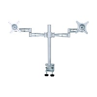 Support pivotant pour moniteur LED DMP LCD512D avec deux bras en aluminium blanc/noir, inclinaison de 15° pour moniteurs de 13 à 27 pouces