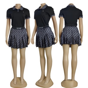 Hot Selling Luxury Women Clothing Summer Ladies Short Sleeve T Shirt With Skirt <b>Set</b> Famous Brands Designer Print Two Piece Skirt - Product Image 4