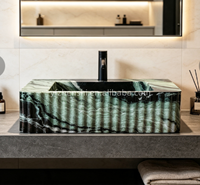 Vasque à poser en marbre vert naturel poli, directement de l'usine, pour villa, hôtel, jardin et salle de bain