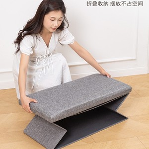 Cotton Linen <b>Storage</b> <b>Stool</b> Box Foldable Large Capacity Home Living Room Ottoman Solid Color Apricot Pink Gray - Product Image 5