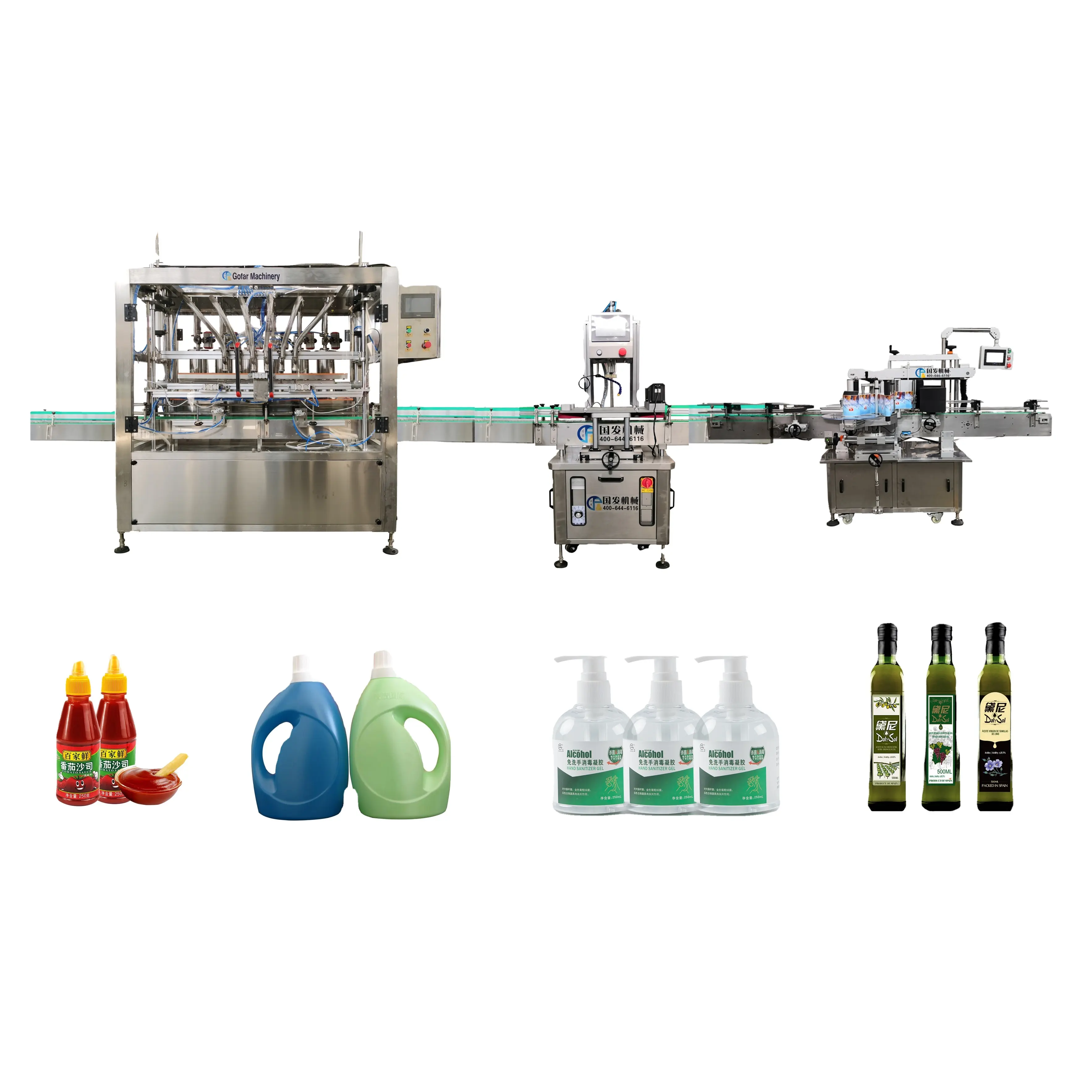 Küçük basit lineer cam/Pet şişe şarap suyu yağı etiketleme ile otomatik losyon deterjan şişesi Piston dolum makinesi dozlama