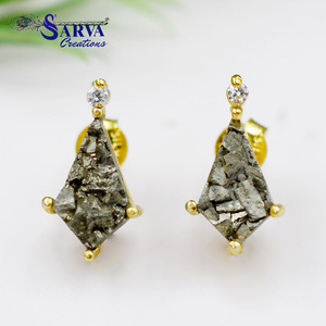 Boucles d'oreilles en pyrite kite, argent sterling 925, pierres précieuses brutes, bijoux fins, boucles d'oreilles fines, bijoux personnalisés - Product Image 2
