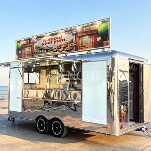 Chariot de restauration mobile personnalisé en acier inoxydable pour burgers, tacos et frites, idéal pour la vente de nourriture de rue en extérieur - Product Image 1