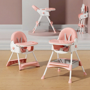 Table à manger moderne pliable en plastique pour enfants et chaise de repas portable multifonctionnelle anti-chute pour bébé avec siège réglable - Product Image 2