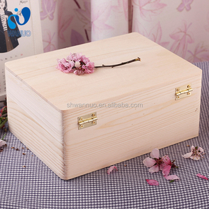 Caja de madera de pino Natural sin terminar WanuoCraft caja de almacenamiento de regalo caja de embalaje de joyería - Product Image 2
