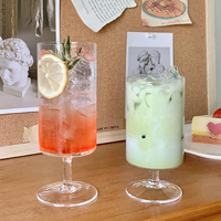 Verre à cocktail en borosilicate transparent à livraison rapide avec pied pour matcha, cocktail, café