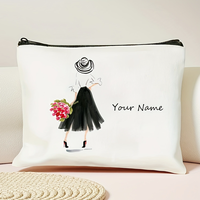Bolsa de Cosméticos y Artículos de Aseo de Lona con Diseño Europeo y Nombre Personalizado, Multifuncional para Hombres y Mujeres, Almacenamiento de Viaje, Regalo de Cumpleaños/Festivales