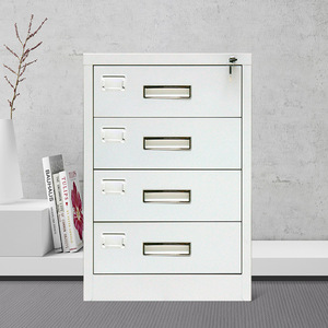 Armoire de classement métallique à 4 tiroirs avec serrure, meuble de rangement de bureau, petit organisateur de bureau - Product Image 1