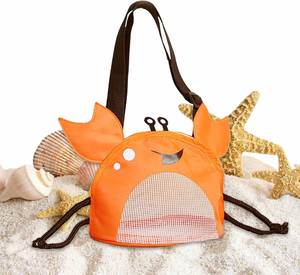 Nouveau sac de plage unisexe pour enfants en maille, forme crabe, en PVC, pour ramasser les coquillages et les jouets de sable, style messager - Product Image 2
