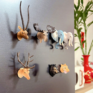Imanes de nevera con simulación 3D de animales salvajes del bosque, figuras educativas de animales para niños, elefante, cebra, ciervo Sika, reno - Product Image 1
