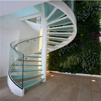 Escalier en colimaçon compact 2205, structure en acier inoxydable duplex + marches pliables en chêne américain, pour maisons miniatures écologiques intérieures
