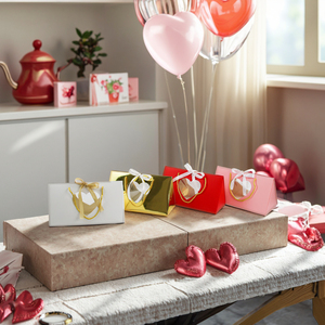 Scatole Regalo in Carta con <span class=keywords><strong>Design</strong></span> a Cuore per San Valentino, con Finestra, Corda e Nastri, per Matrimoni e Feste - Product Image 5