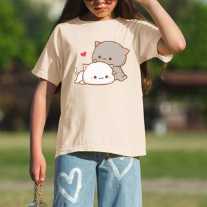 FOXA Cute <b>Cat</b> Graphic T-Shirt Women 100% Cotton Breathable Summer Short Sleeve <b>Tops</b> Kawaii Cartoon Animal Print - Product Image 3