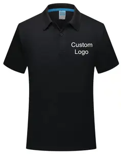 100% 涤纶男士高尔夫球衣定制统一短袖polo衫，印有定制标志