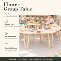 Ensemble table et chaises d'activités en forme de fleur avec dossiers découpés ronds pour la maternelle, la garderie et la crèche