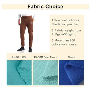 Pantalones de chándal de algodón transpirable de peso pesado para hombre, pantalones Cargo grises con cordón, bordado personalizado, equipo de ejercicio para correr - Product Image 2