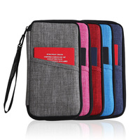 Couverture de billet de document de carte de crédit personnalisée chaude multi-poches cadeau porte-passeport promotionnel mince voyage fermeture éclair portefeuille facture poche