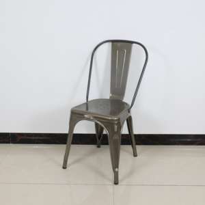 Meubles de salle à manger en métal tubulaire de style français chaises d'appoint de café empilables à dossier haut chaise de salle à manger en métal Monaco industrielle en fer en acier - Product Image 1