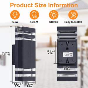 Applique Murale Extérieure Étanche en Aluminium <span class=keywords><strong>GU10</strong></span> Double Tête pour Murs de Maison, Cour, Allées et Places - Product Image 5