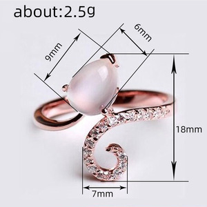 Anello a Goccia con Coda di Gatto per Donne, Gioiello da Dito alla Moda - Product Image 3