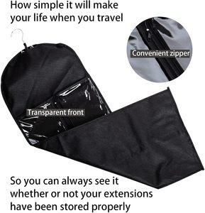 Sac de rangement et de transport extra long pour extensions de cheveux, perruques, postiches et queues de cheval, avec cintre, idéal pour le voyage - Product Image 5