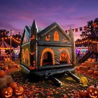 Château gonflable commercial pour fêtes, motif citrouille d'Halloween, pour décoration de fête