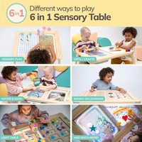 Table d'activités multifonctionnelle pour tout-petits certifiée CPC, table en bois pour enfants avec eau et activités sensorielles, avec 2 bacs pliables