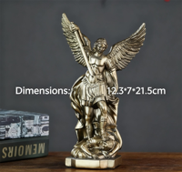 Statue d'Archange Saint-Michel en bronze personnalisée faite à la main, sculpture en résine, dieu grec, guerre, cadeaux religieux, modèle personnalisable