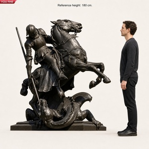 YOUFINE Statue équestre grandeur nature en bronze du Chevalier Saint George et du <span class=keywords><strong>Dragon</strong></span> pour la décoration des places publiques extérieures - Product Image 3